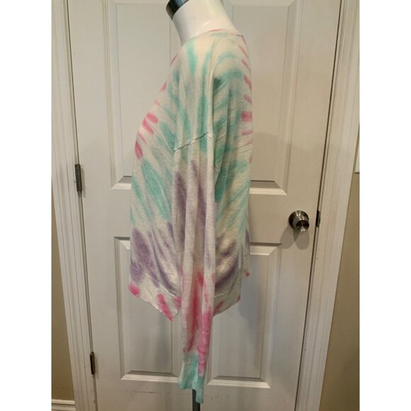 Sundry White & Pink Tie-Dye Thin Knit Crew Neck Sweater, Size 1 - Picture 4 of 8